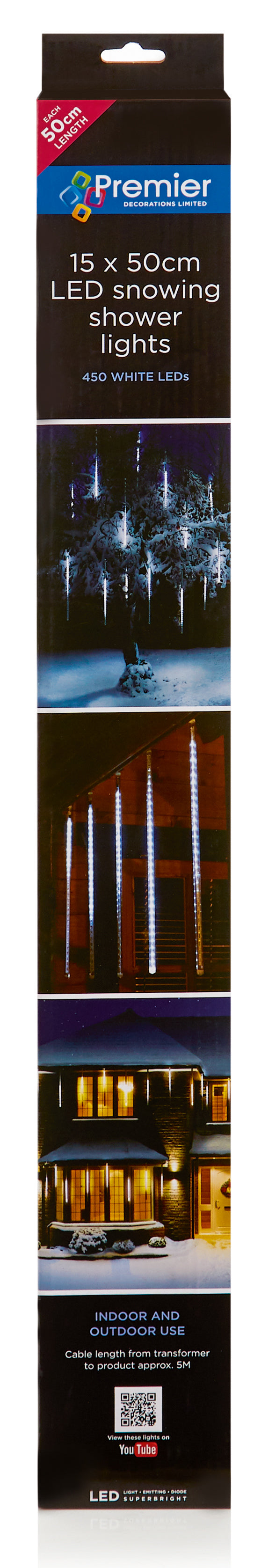 Premier Cold/Cool White LED Digital Snowing Shower Lights - Set of 15 50cm with 450 LEDs
