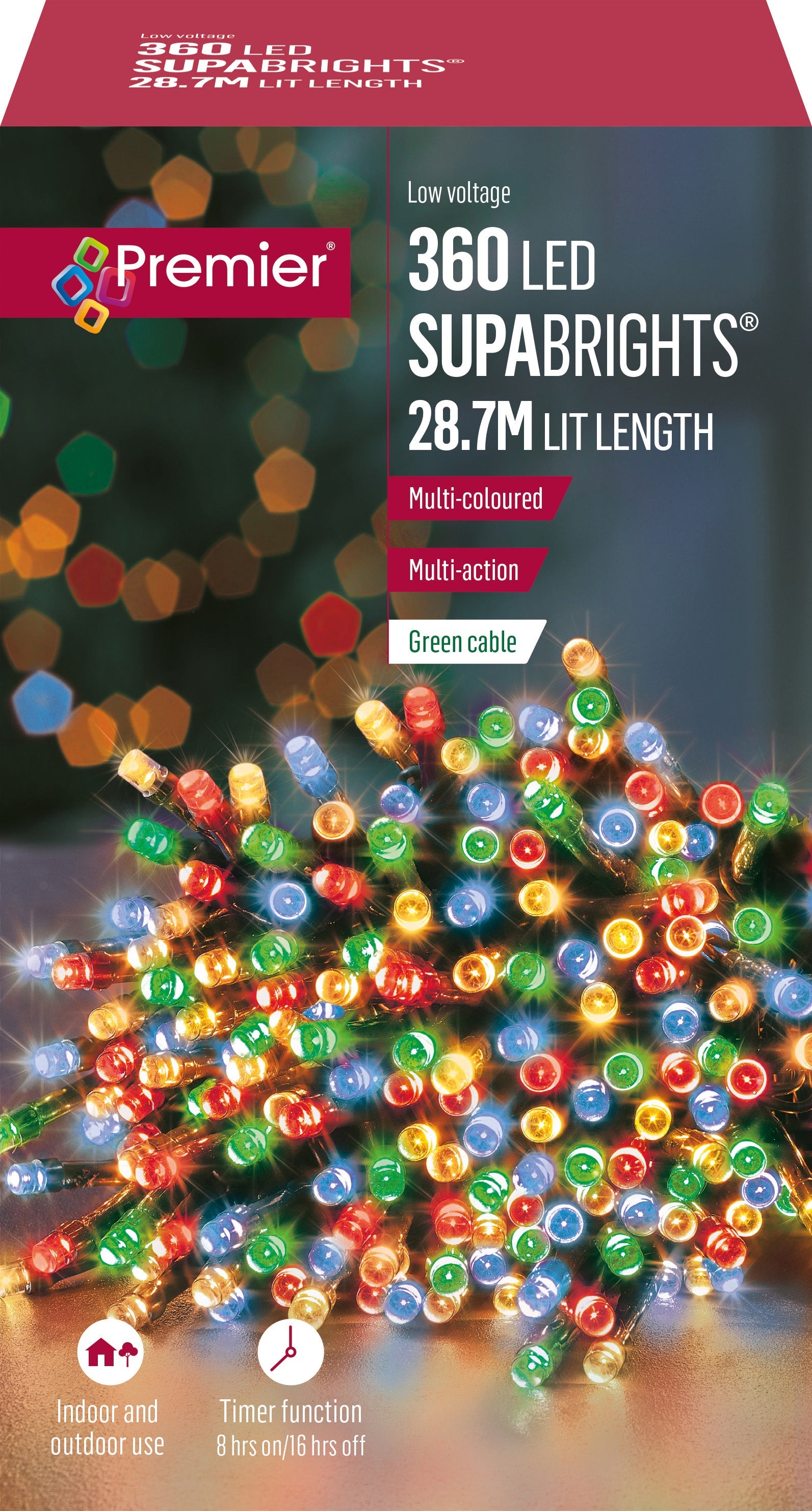 Premier - Multi Coloured LED Multi Action SupaBrights Christmas Lights