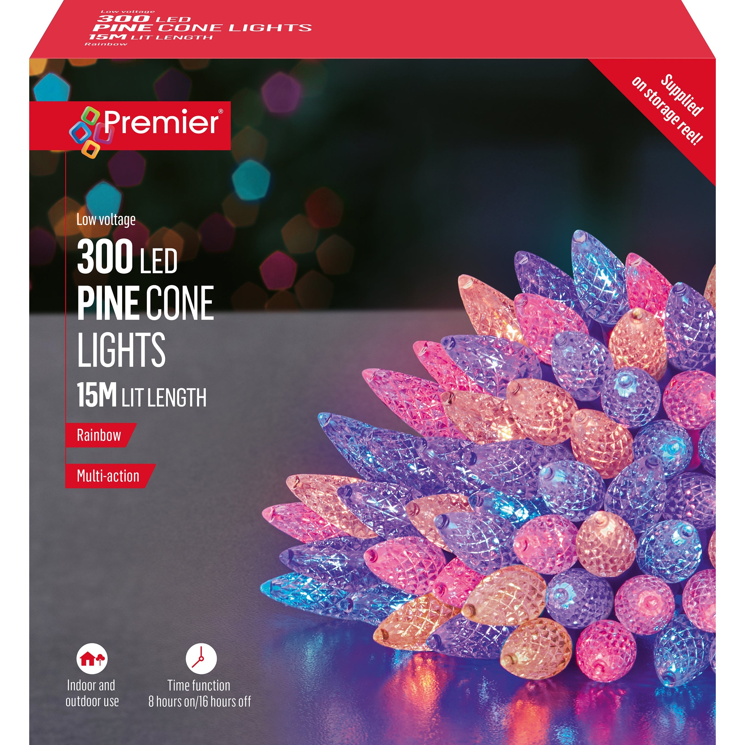Premier Rainbow Pinecone C6 LED Multi Action with Timer Function - Set of 300