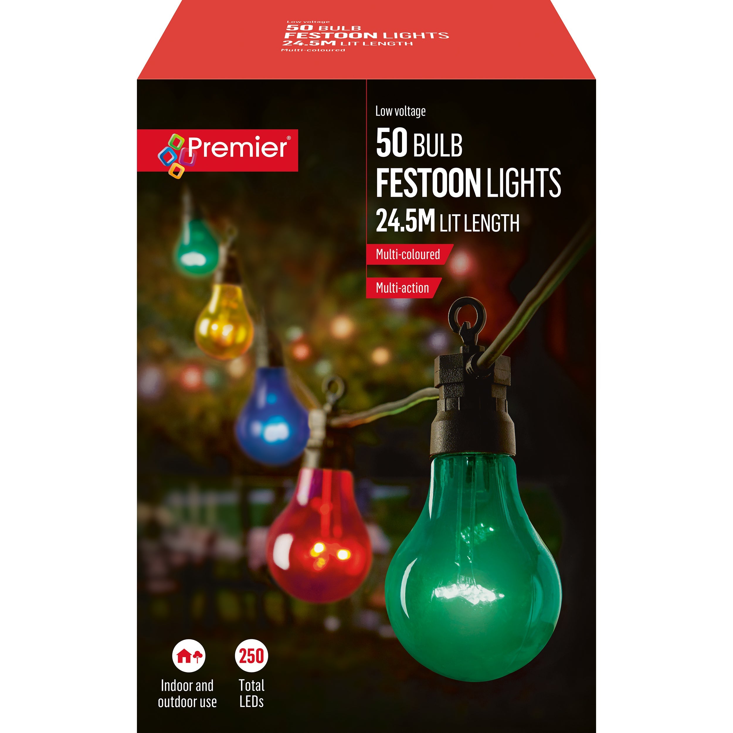Premier - Festoon Bulb Style Outdoor Party Lights - Extra Large Set of 50