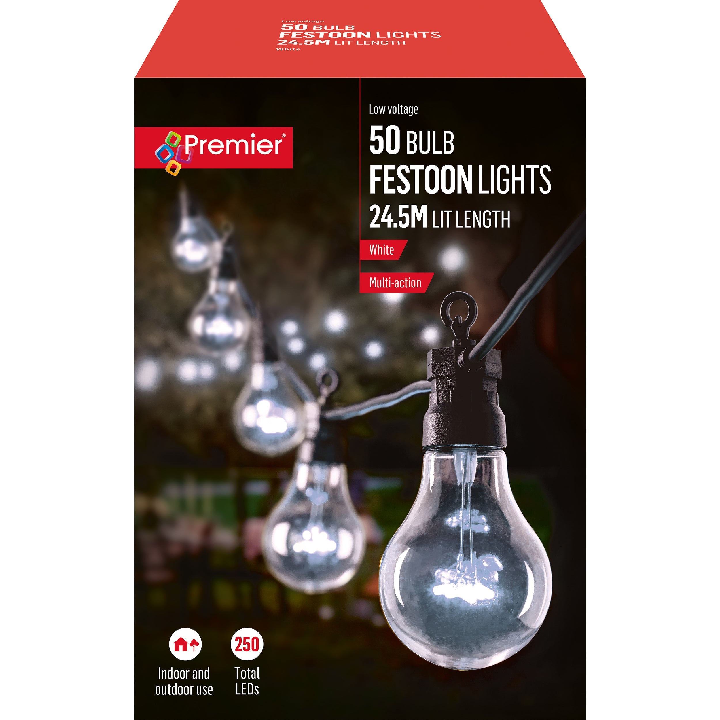 Premier - Festoon Bulb Style Outdoor Party Lights - Extra Large Set of 50