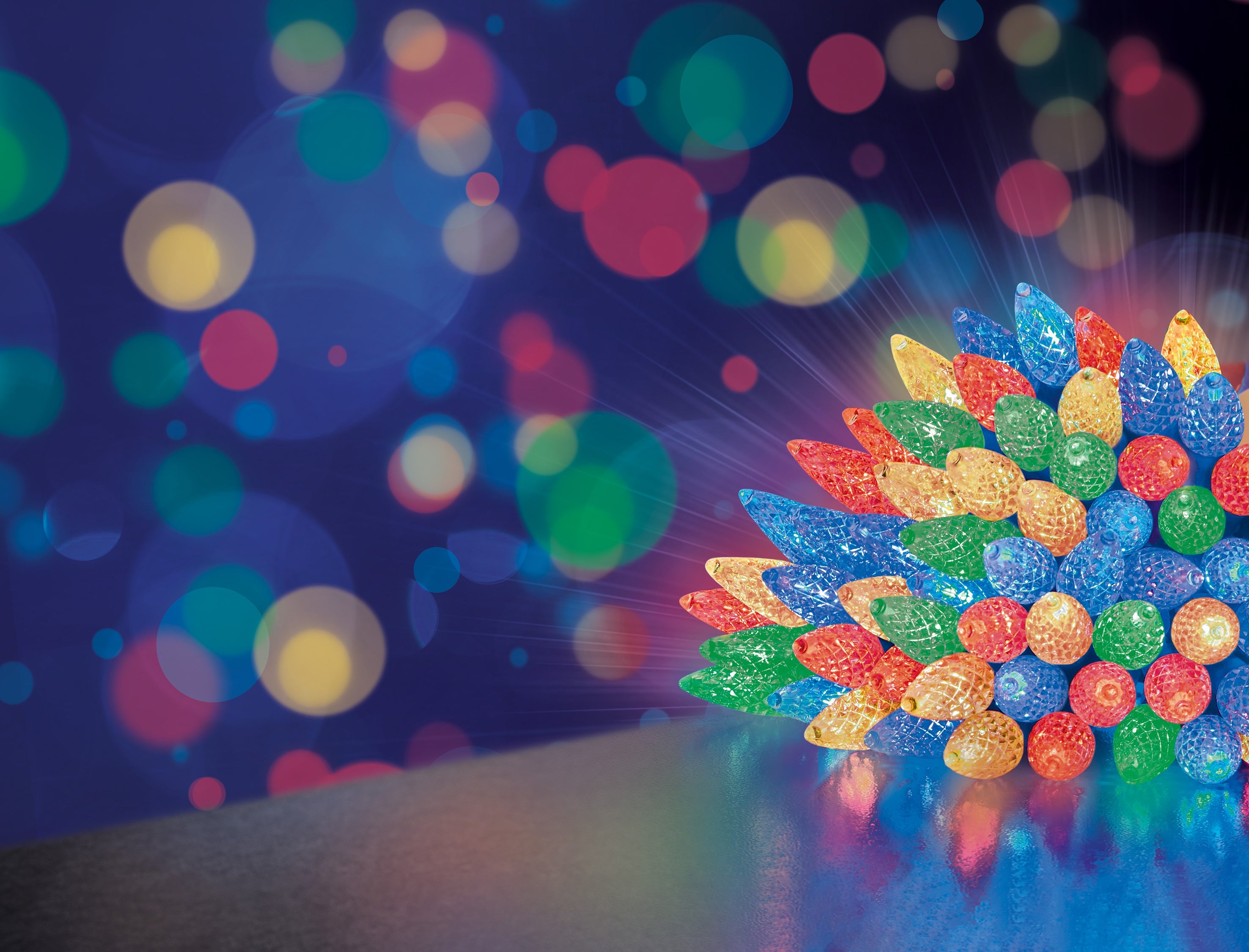 Premier Multi Coloured Pinecone C6 LED Multi Action with Timer Function - Set of 150