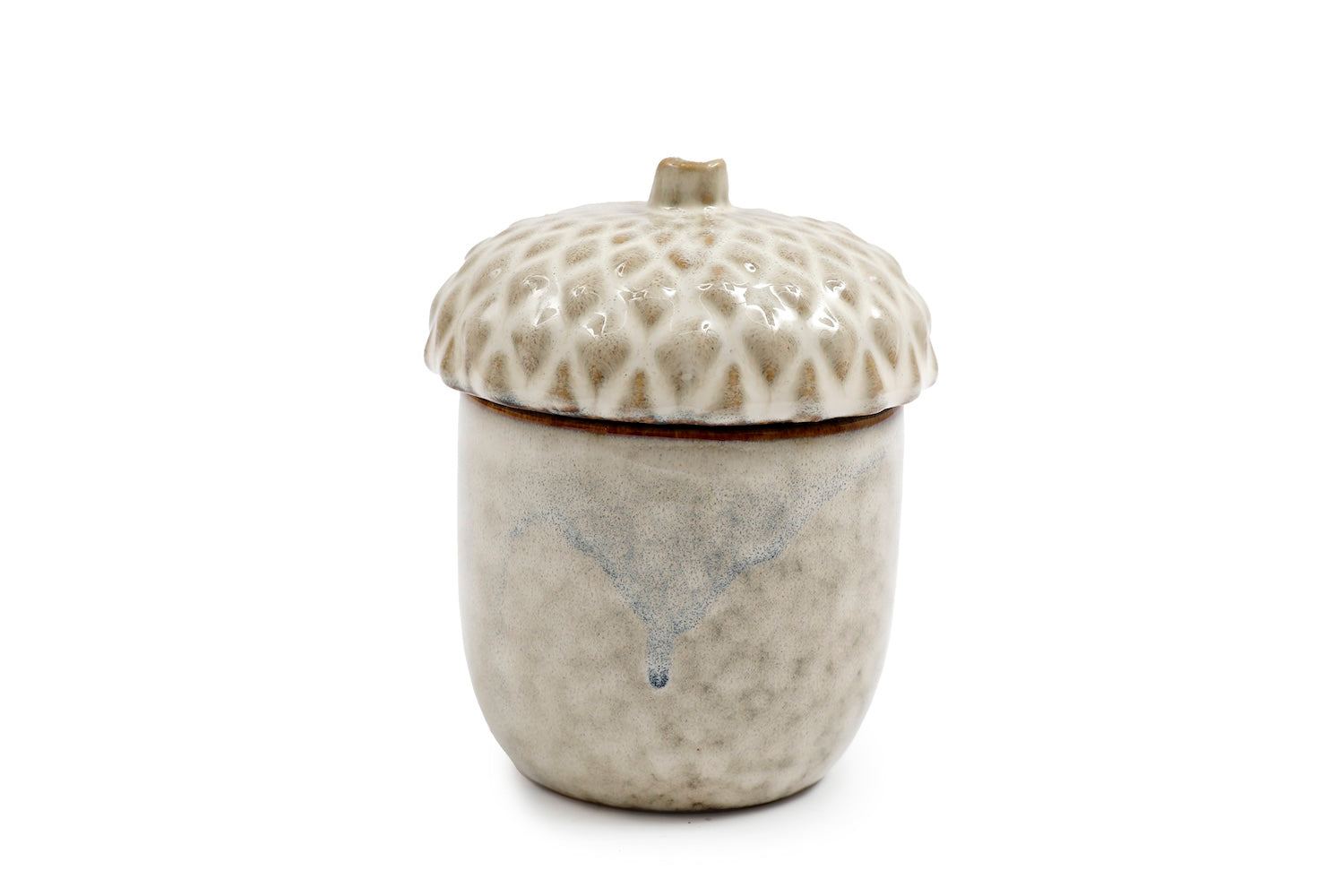 Glazed Ceramic Acorn Pot with Lid - Small