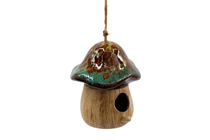 Ceramic Mushroom Bird House - 17.5cm