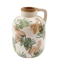 Autumnal Pinecone Patterned Vase with Handle 20.5cm