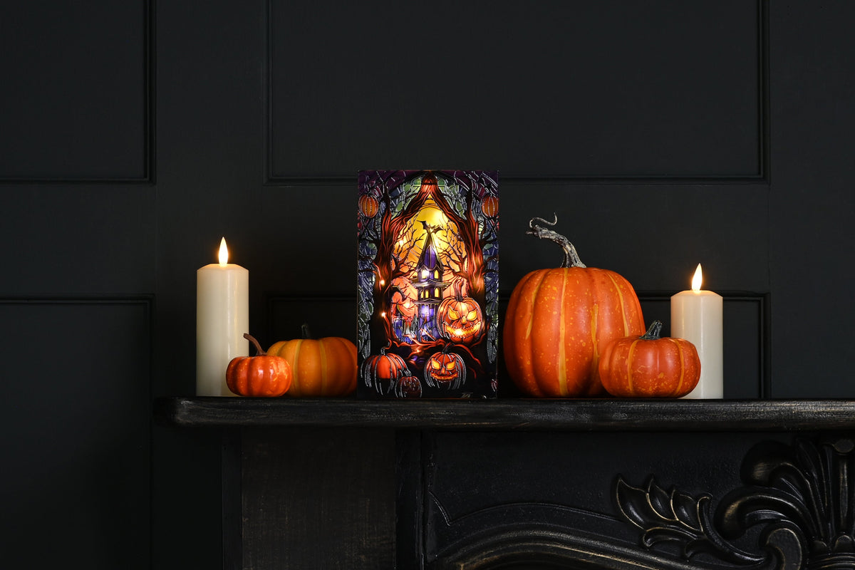 LED Stained Glass Pumpkin Light - 21cm