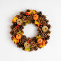 X-Large Mini Autumn Pumpkin Wreath with Foliage & Pinecones - 41cm