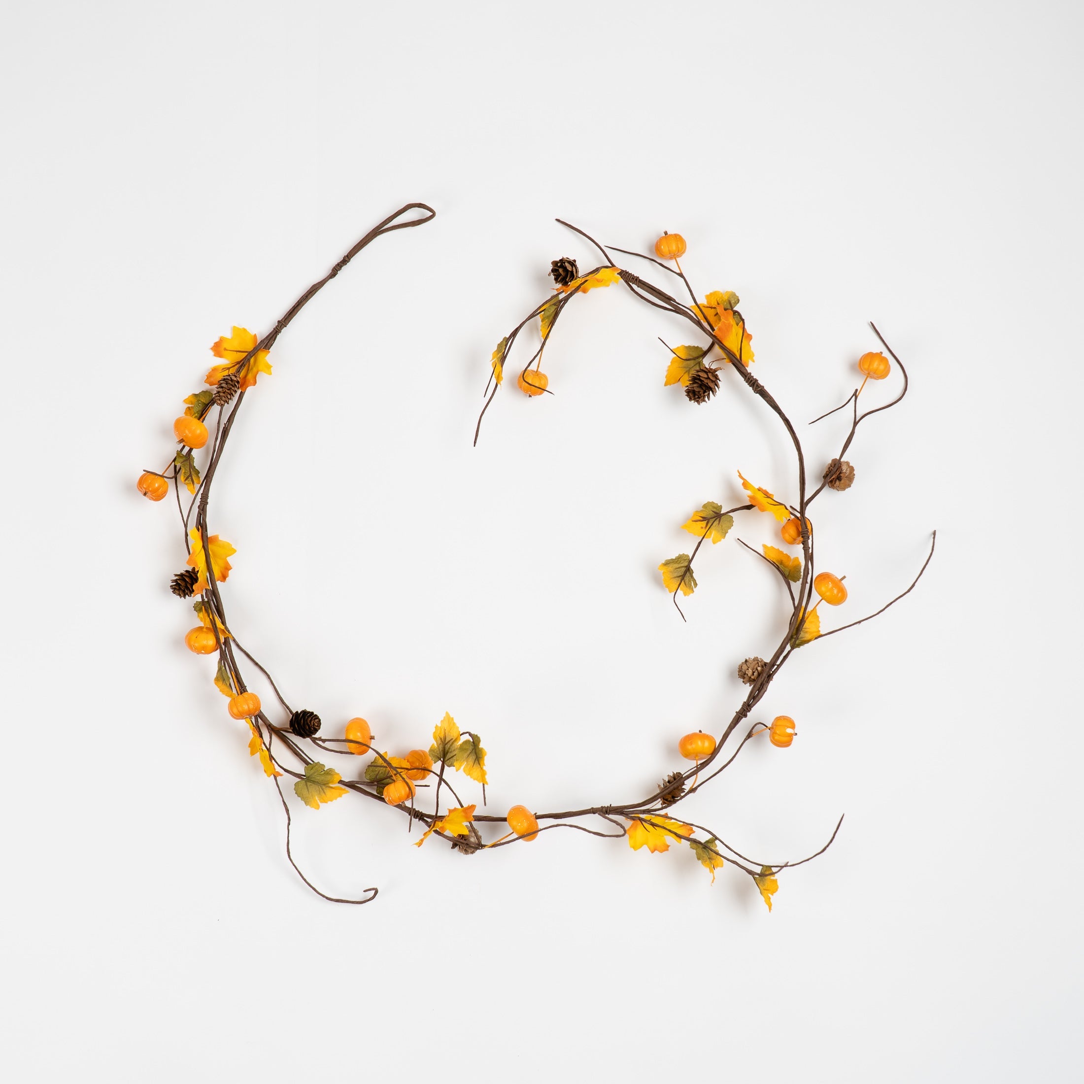 Autumn Mini Pumpkin, Pinecone & Leaf Twiggy Garland -150cm