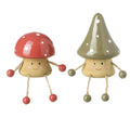 Red/Green Smiling Wooden Mushroom - 5.5cm