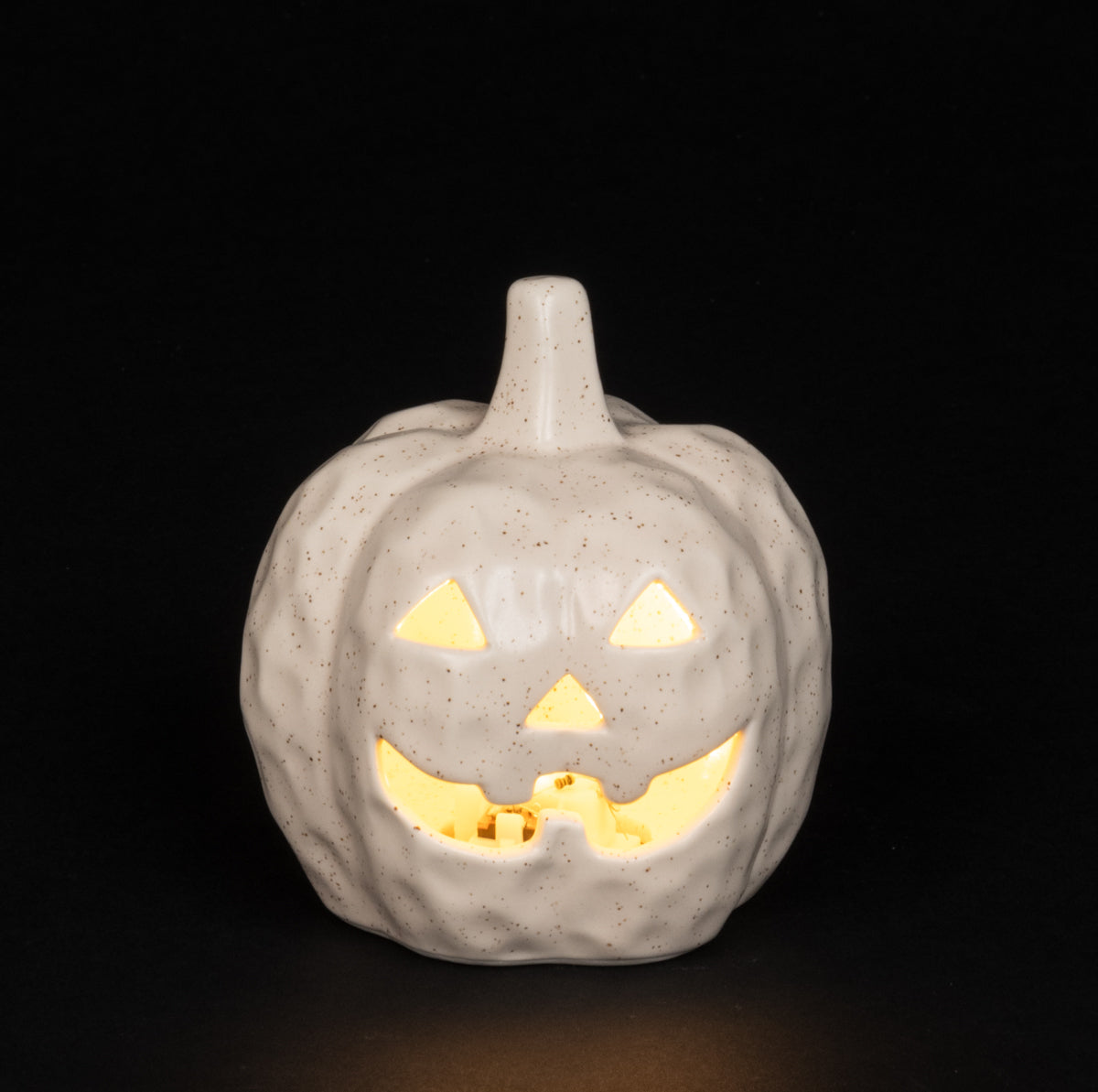 White Light Up LED Ceramic Halloween Pumpkin