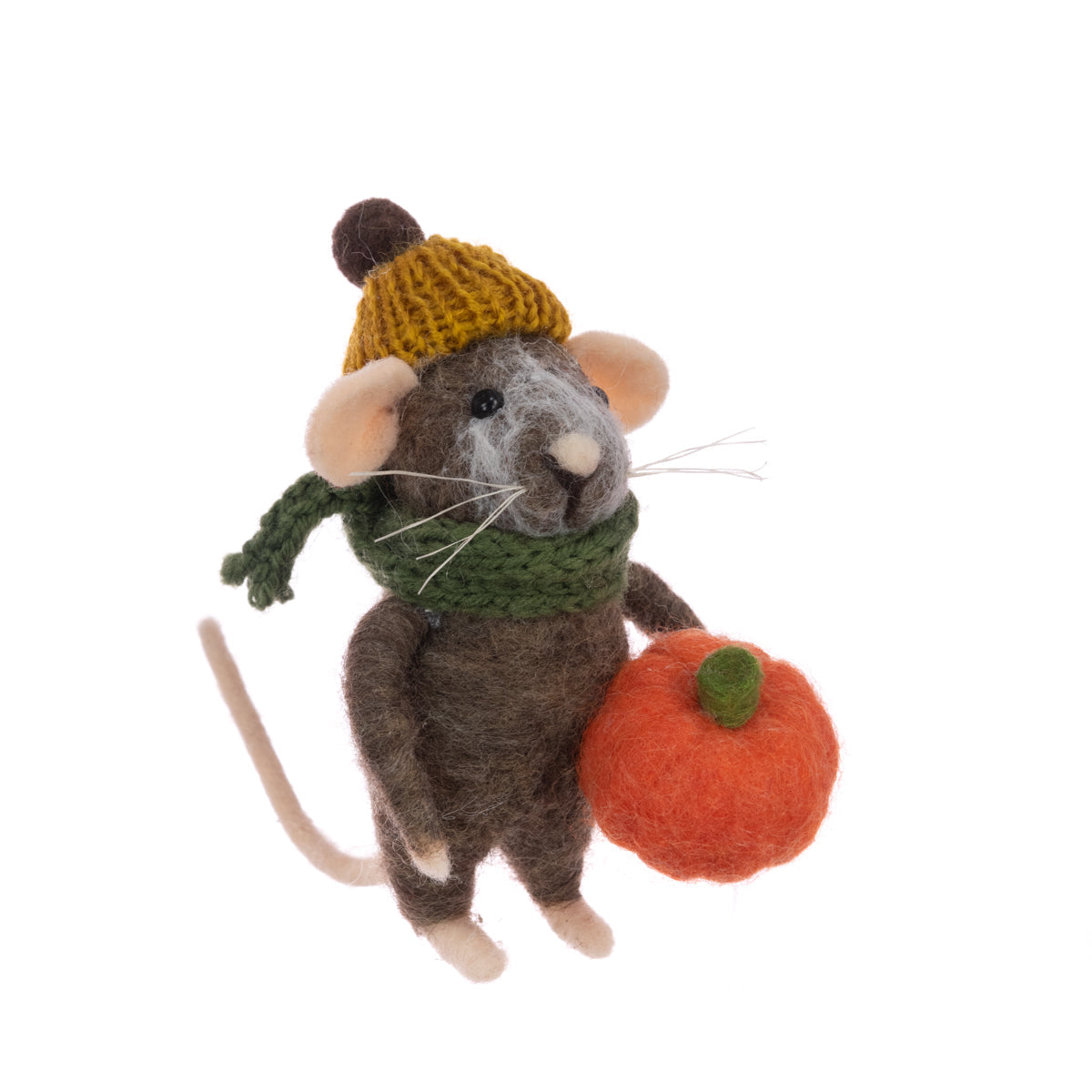 Felt Mouse With Pumpkin Halloween Ornament