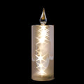 Amber Glass Holographic Effect Battery Operated LED Candle - 27cm