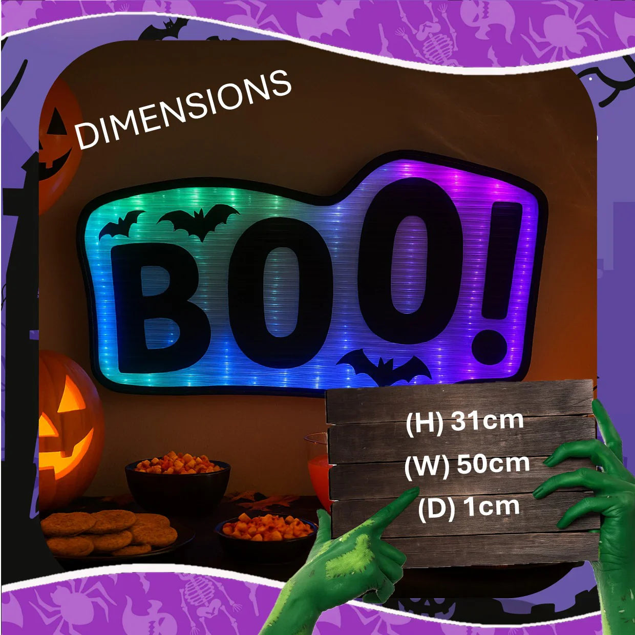 Noma Halloween Coralite Boo Sign 50cm Infinity Light Up Decoration