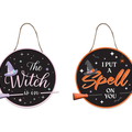 Hanging Witch Plaque with Broomstick