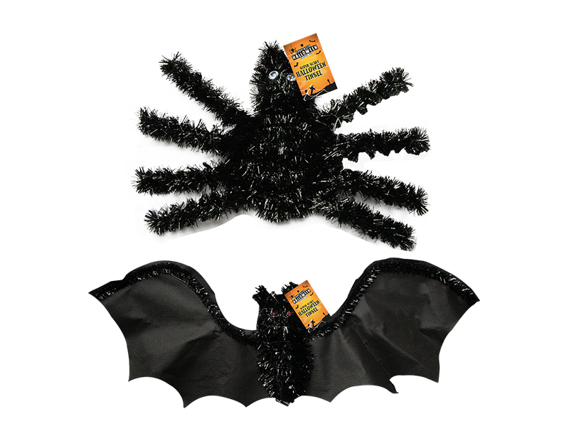 Halloween Creepy Tinsel Decoration - Choice of bat or spider