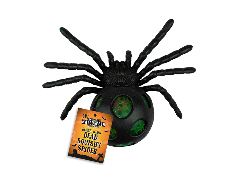 Halloween Black Neon Bead Squishy Spider