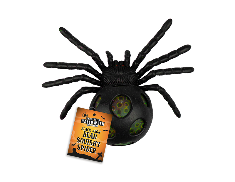 Halloween Black Neon Bead Squishy Spider