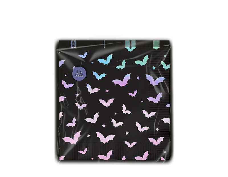 Spooky Black Holographic Halloween Napkins - Pack of 20
