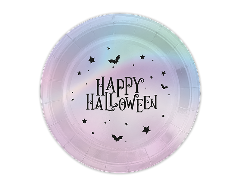 Happy Halloween Holographic Paper Party Plates - Pack of 20