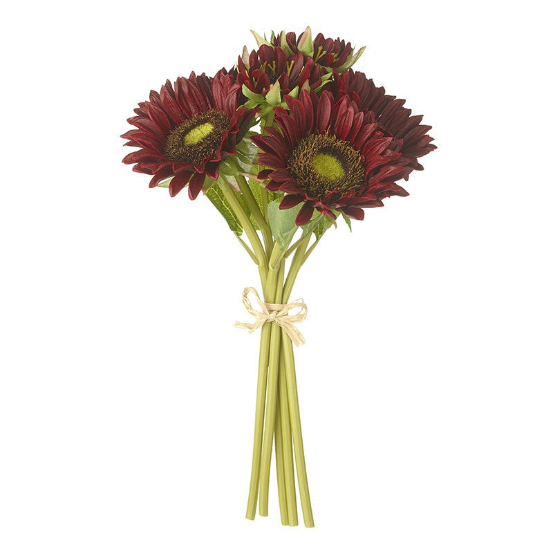 Red Sunflower Artificial Flower Bunch