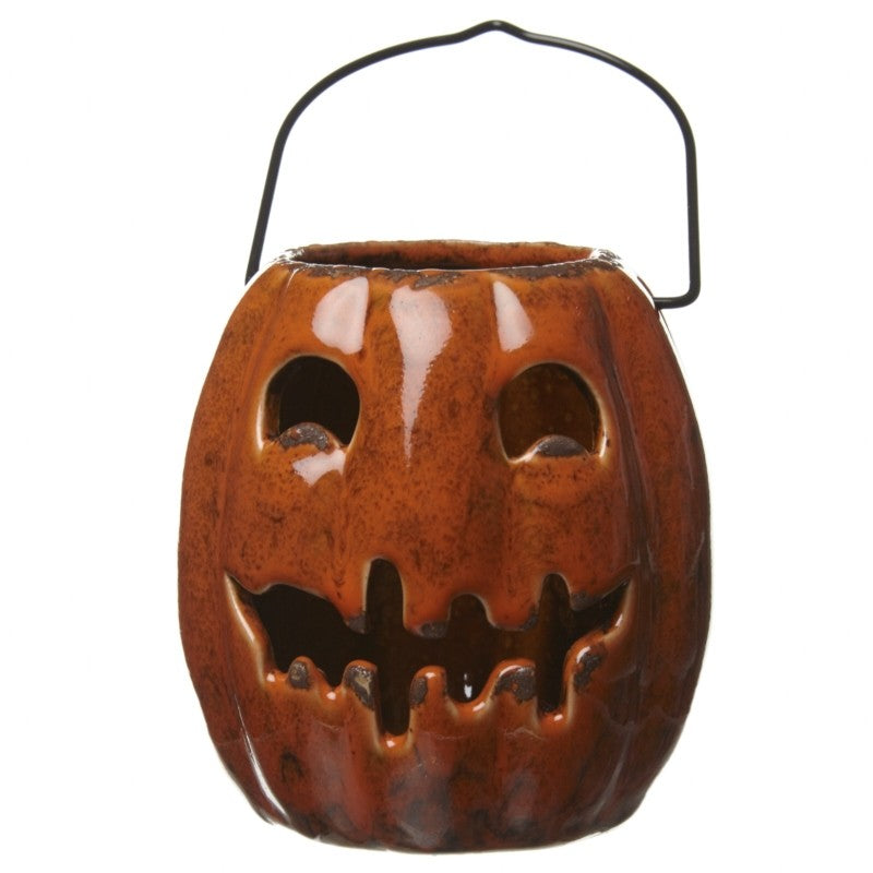 Dark Orange Ceramic Pumpkin Lantern