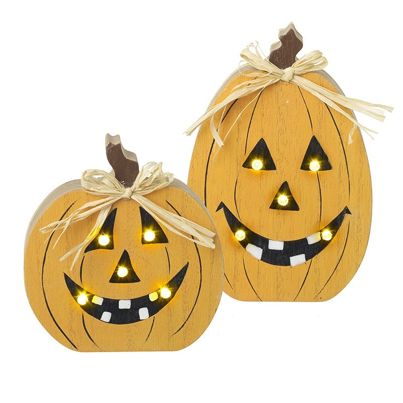 Light Up Wooden Pumpkin Ornament