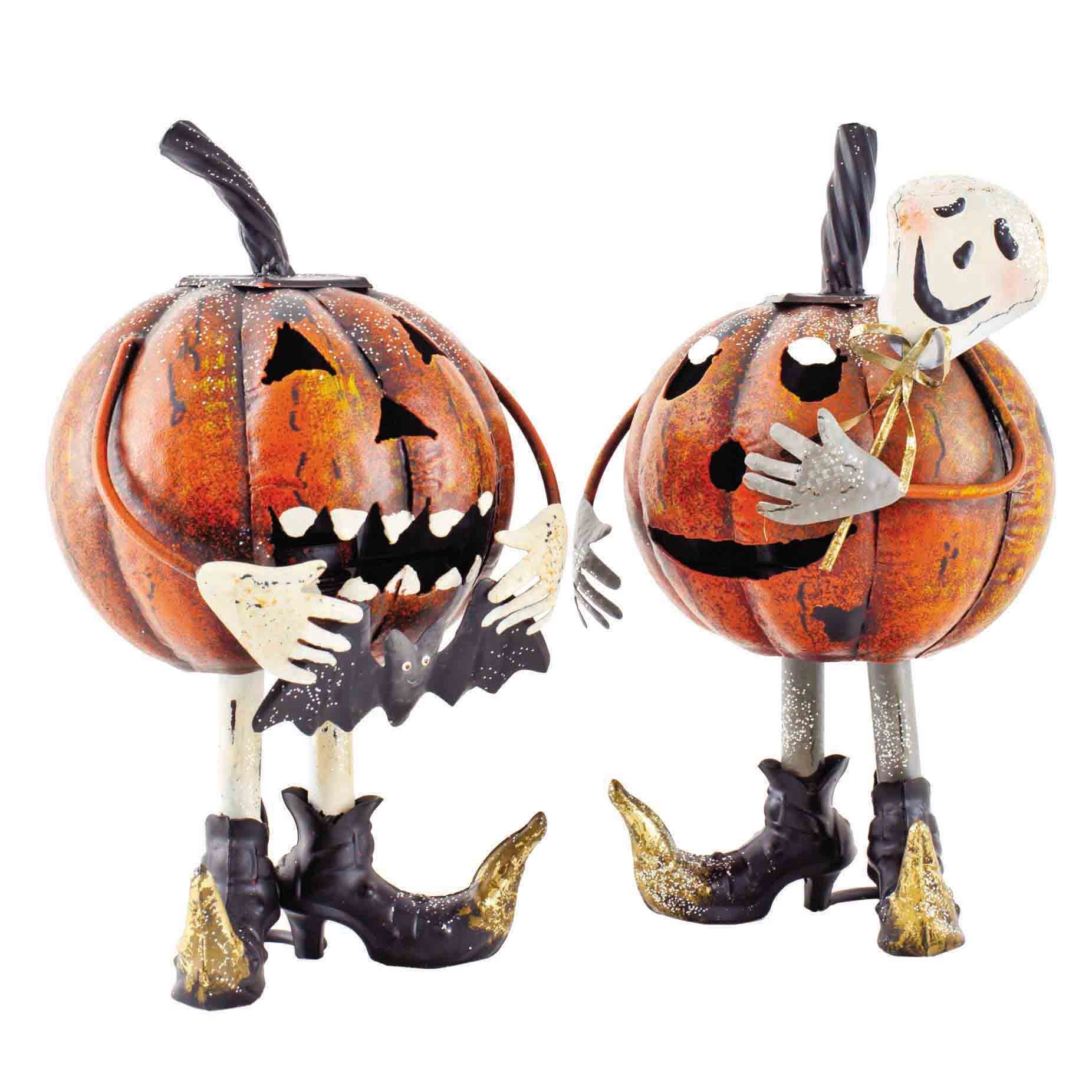 Standing Pumpkin Ornament with Bat or Ghost