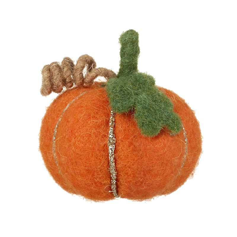 Small Orange Felt Pumpkin with Glitter Outline