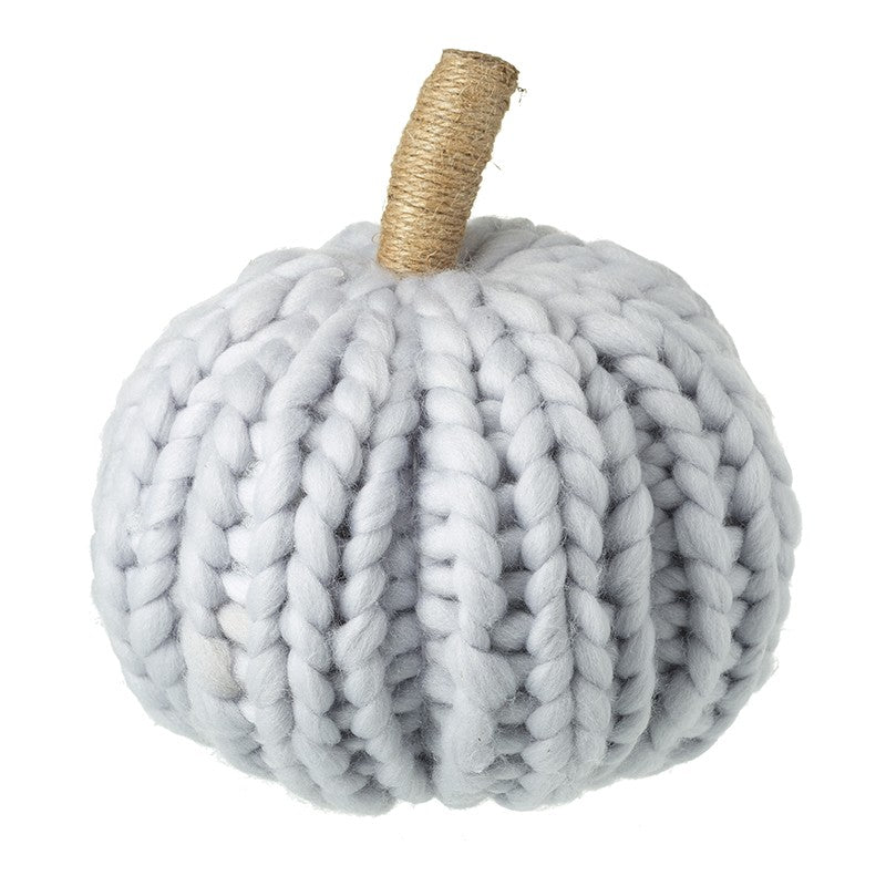 Light Grey Knitted Pumpkin - Large