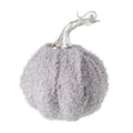 Small Grey Fabric Pumpkin With Silver Stalk