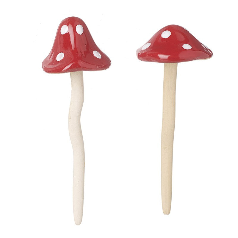 Tall Porcelain Red & White Spotted Mushroom - 17cm