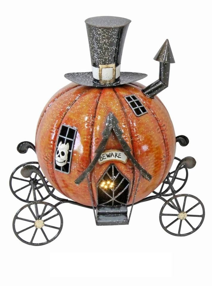Light Up Metal Halloween Pumpkin Carriage
