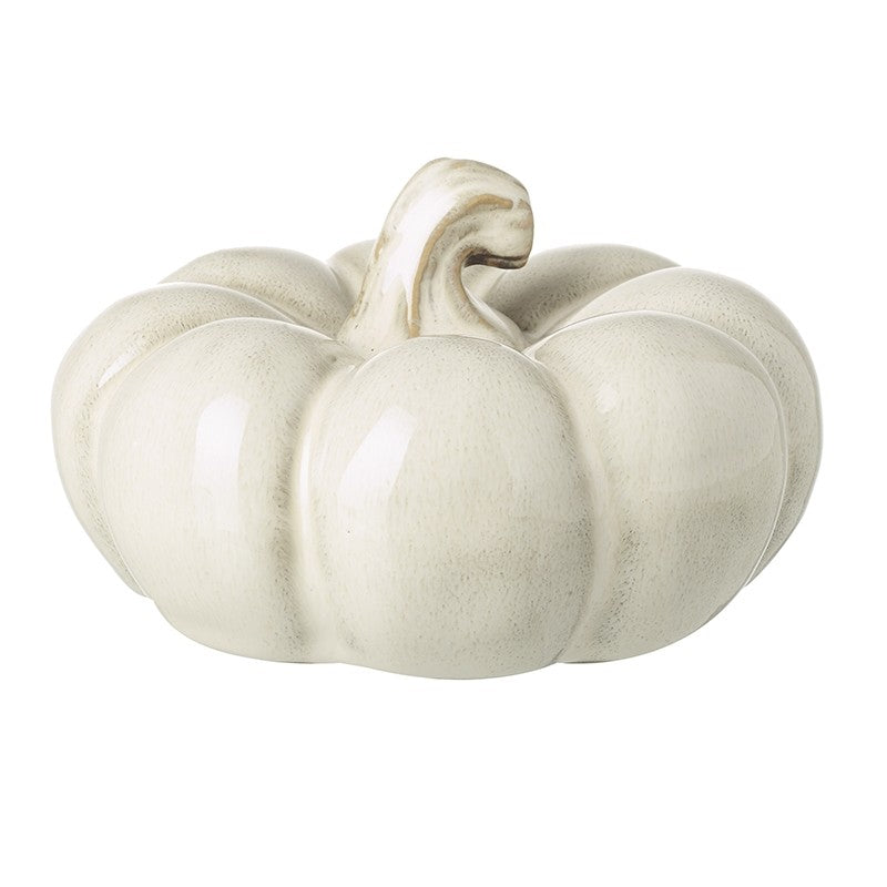 Halloween White Ceramic Pumpkin - 14cm