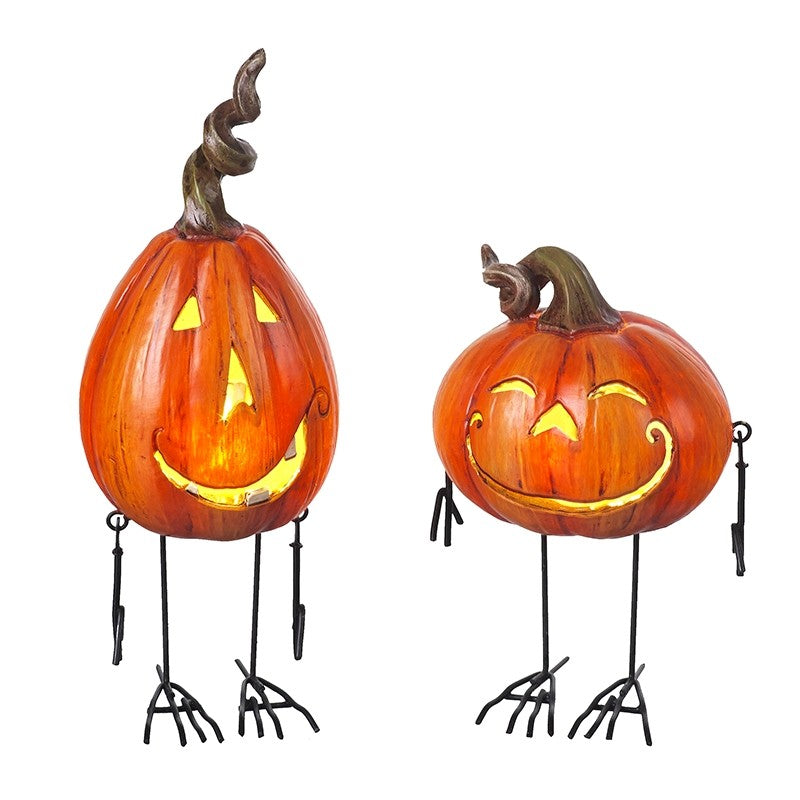 Metal & Resin Pumpkin Character with LED Lights - 19cm