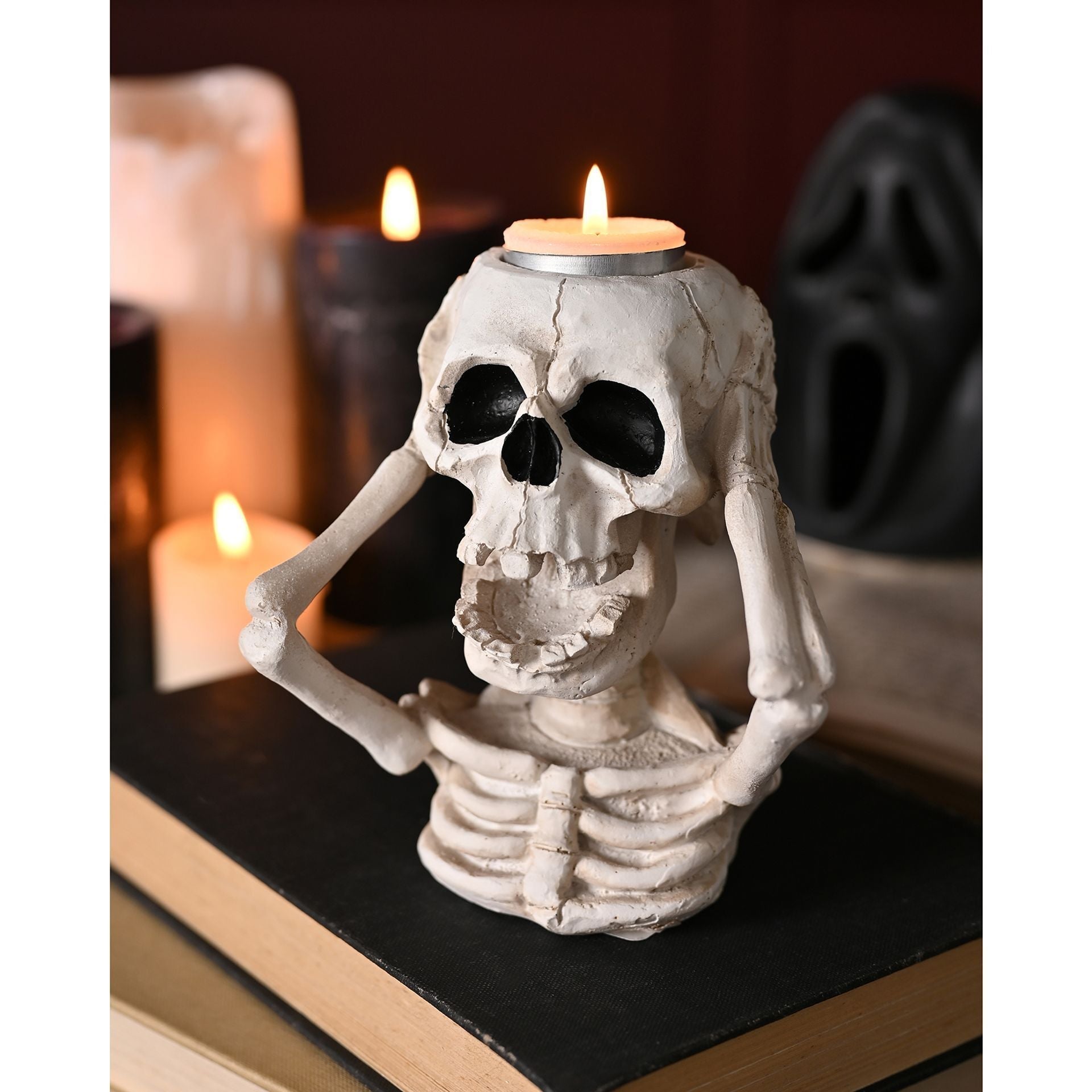 Halloween White Skeleton Tealight Holder