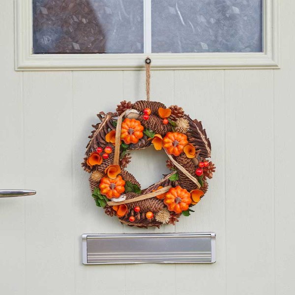 Autumn Pumpkin HarvestHome Whirl Wreath - 36cm