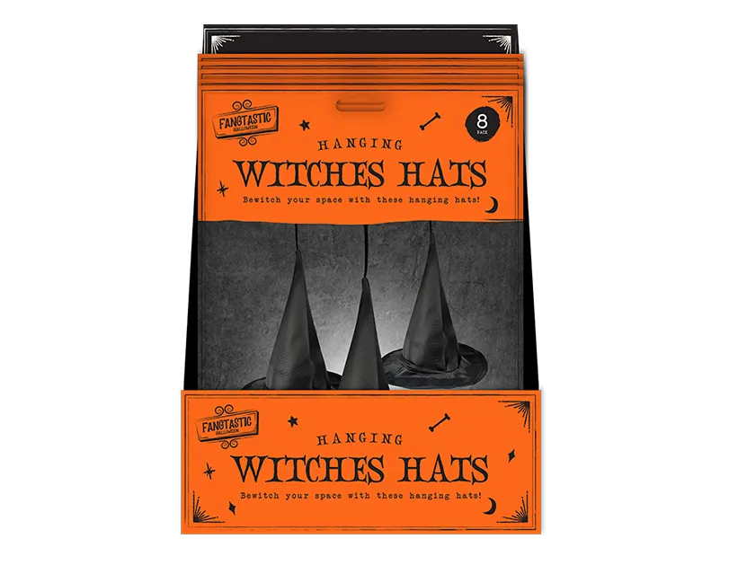 Spooky Hanging Witch Hats 8pk