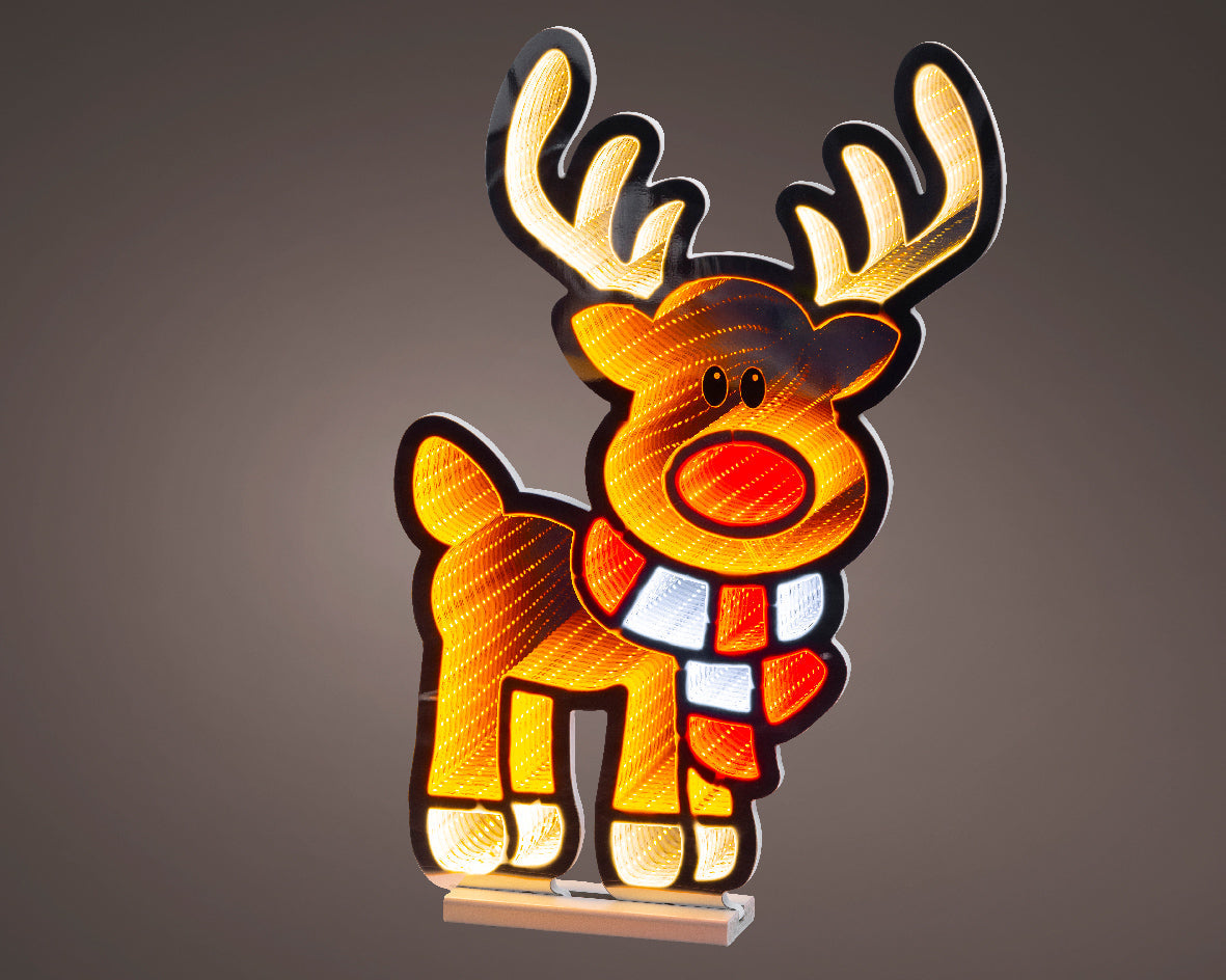 Standing Reindeer in Scarf Infinity Mirror Light - 60cm