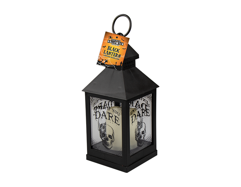 Black Spooky Light Up Halloween Lantern - Battery Operate