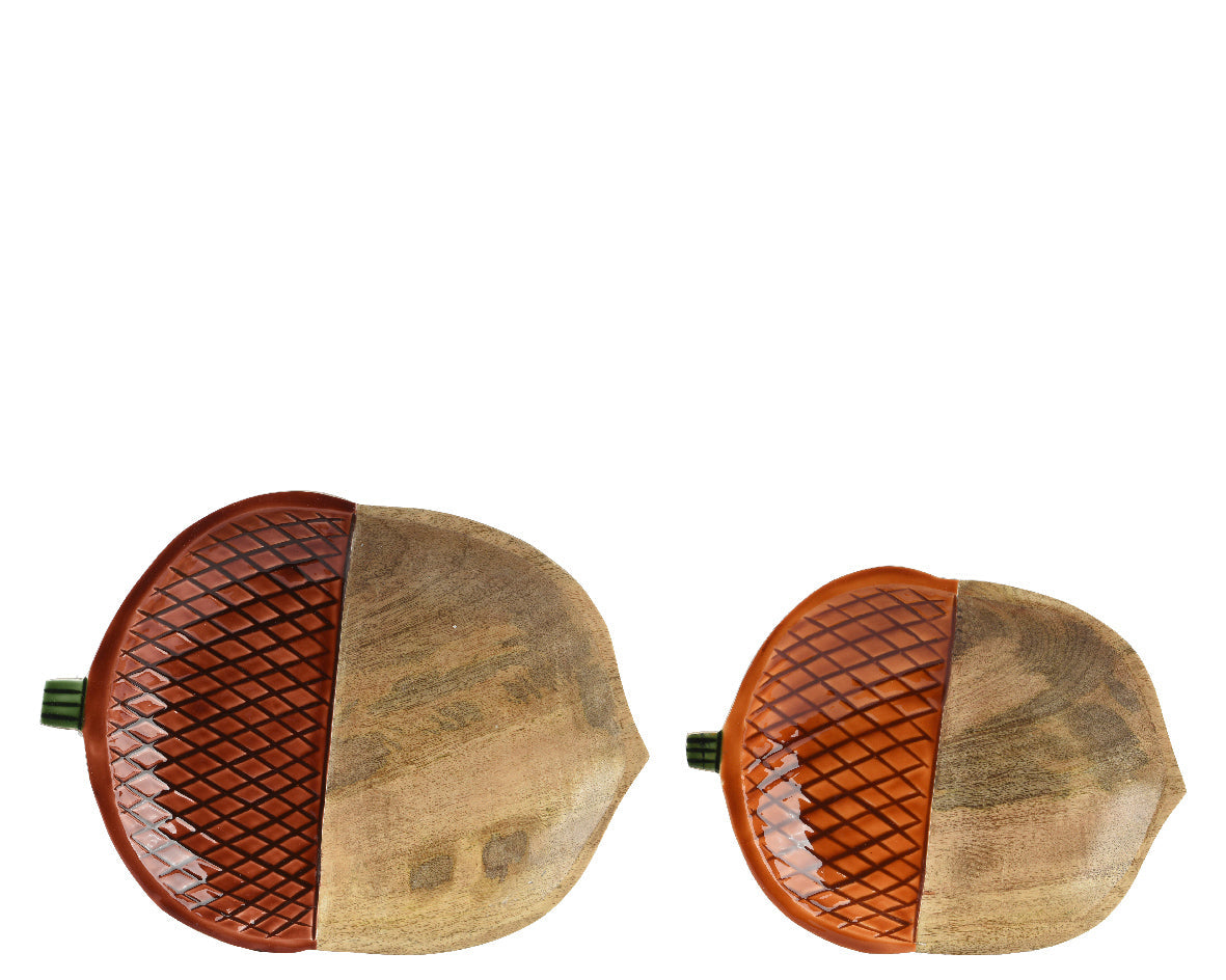 Pinecone Carved Mangowood Wooden Plate