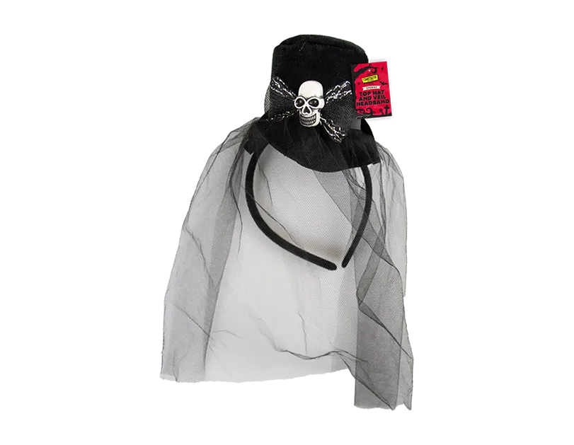 Halloween Top Hat & Veil Headband