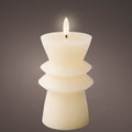 Cream Battery Operated Warm White LED Indoor Carved Candle - 8x15cm
