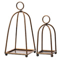 Set of 2 Antique Brass Toned Iron Vintage Candleholder