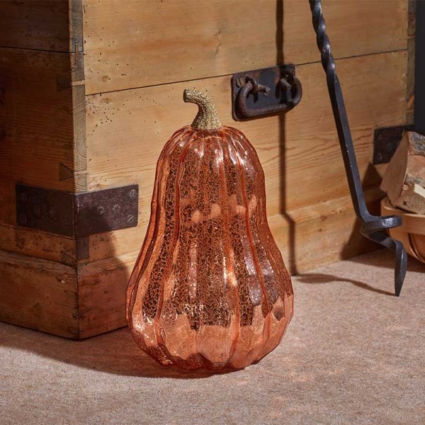 Autumn Glass InLit Golden Squash Pumpkin