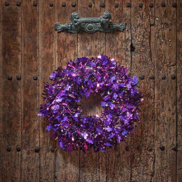 X-Large Purple HalloWreath Halloween Tinsel - 40cm