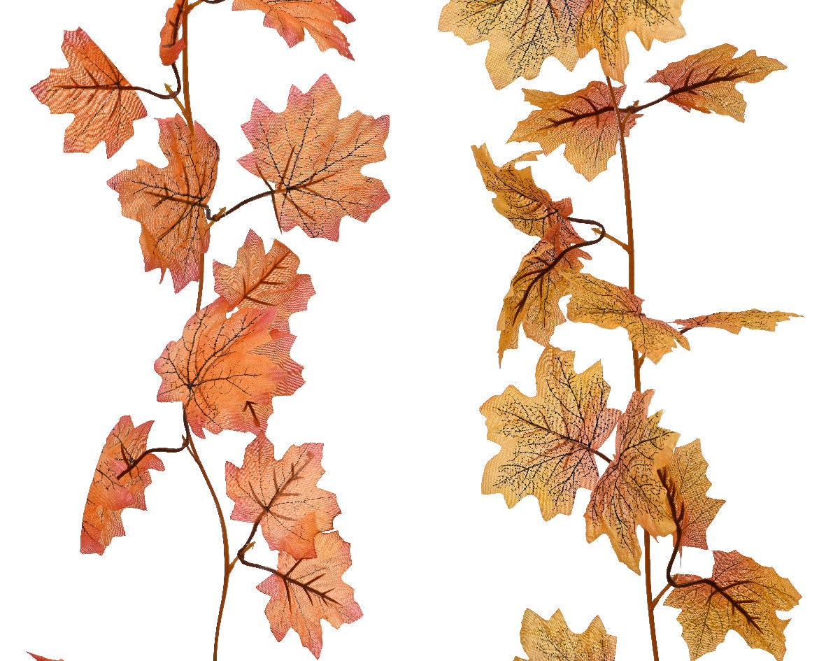 Autumnal Orange Polyester Leaves Garland