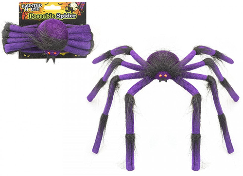 Large Posable Halloween Purple Spider