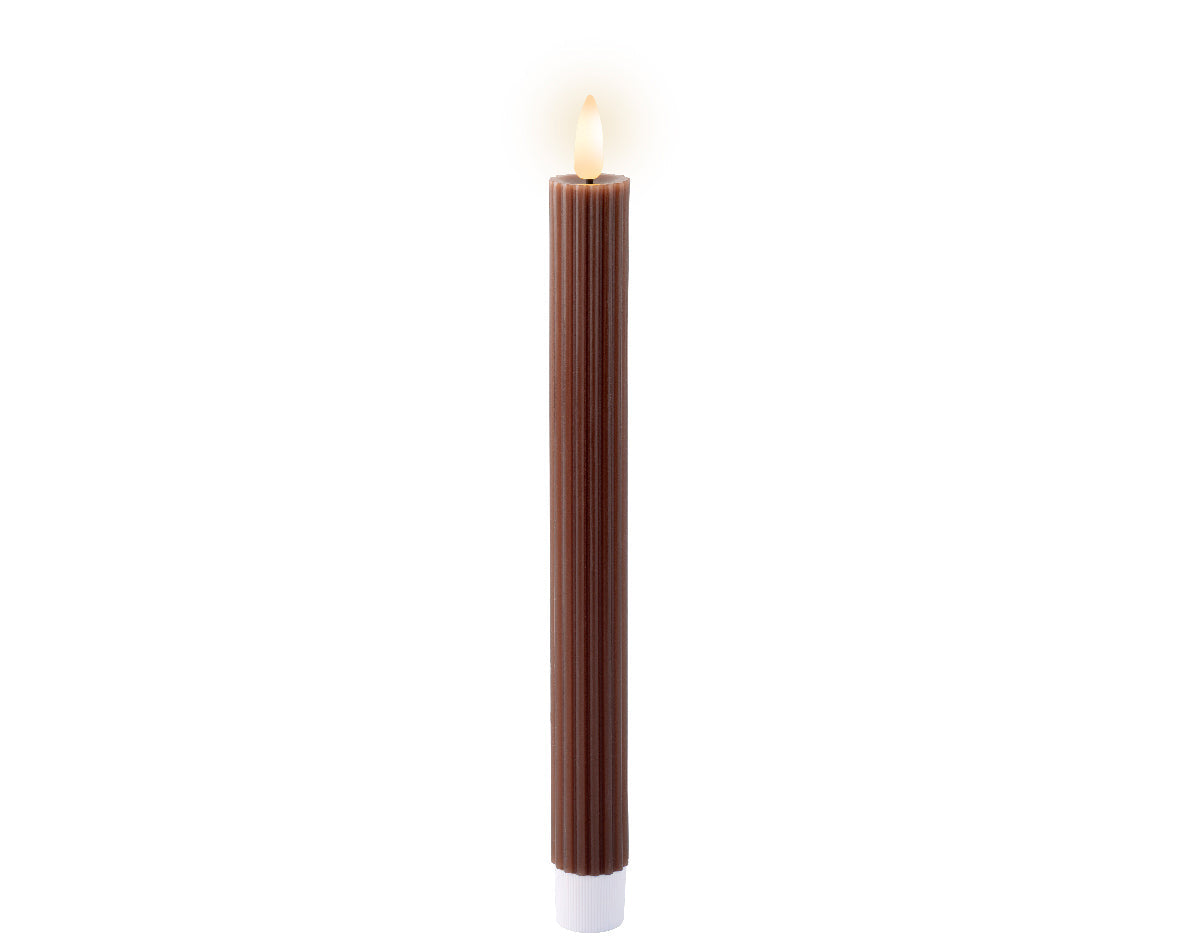 Box of 2 Dark Brown Battery Operated Warm White LED Indoor Dinner Candle - 2x25cm