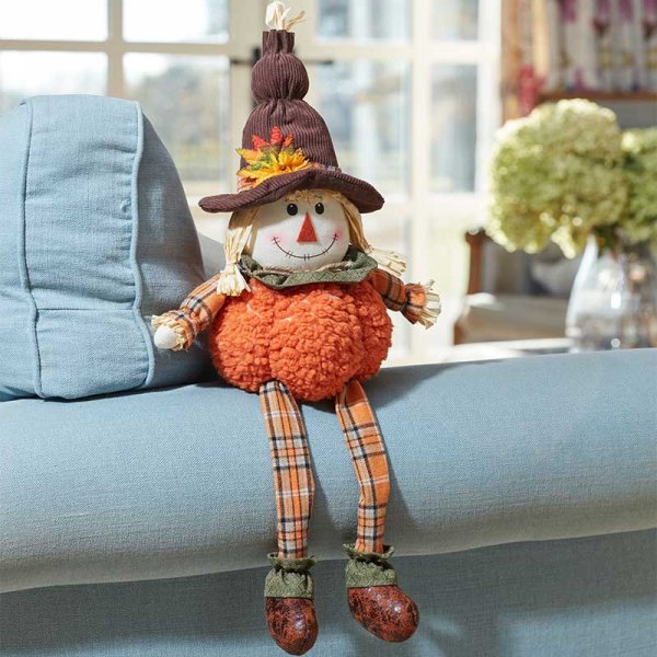 Autumn Mrs Scarecrow Sitting LongLegs Figure 60cm