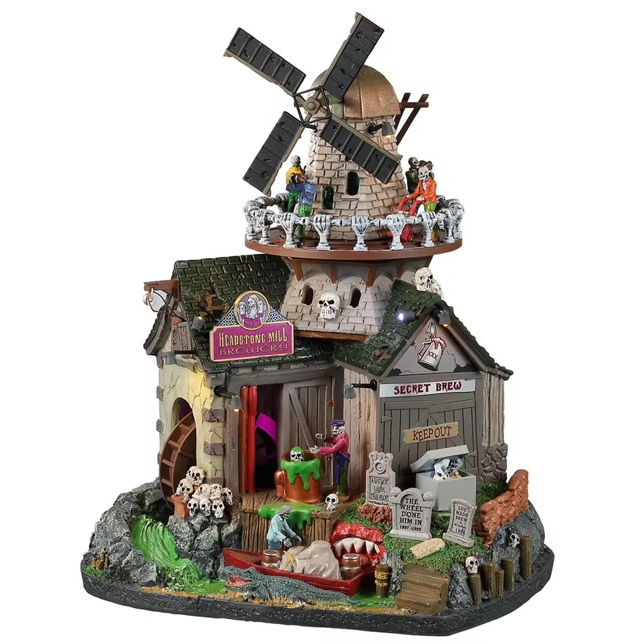 Lemax Spooky Town - Headstone Mill Brewery with Lights, Sound & Motion
